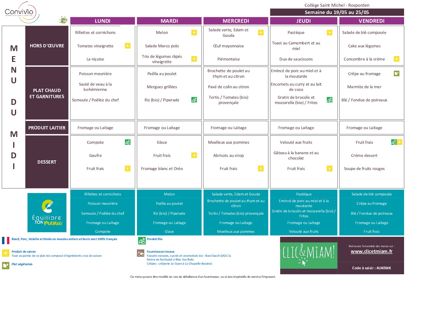 Semaine du 19 au 23 mai 2025 – Primaires
