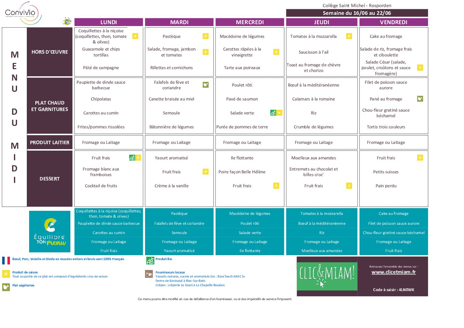 Semaine du 16 au 20 juin 2025 – Primaires