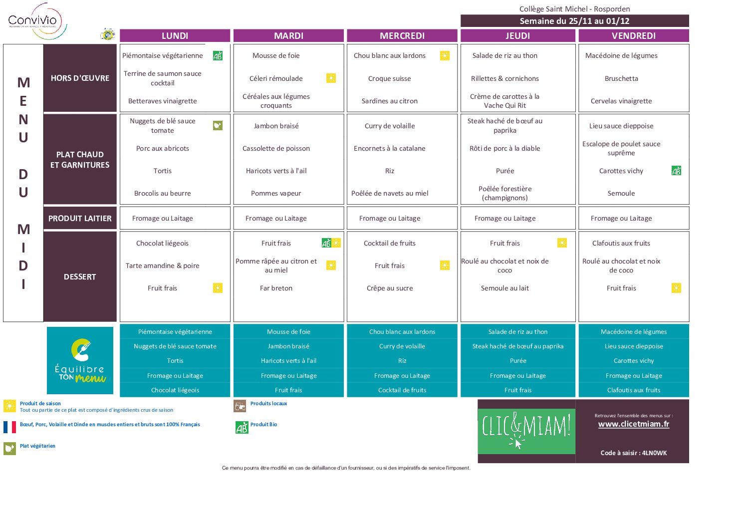 Semaine du 25 au 29 novembre 2024 – Primaires